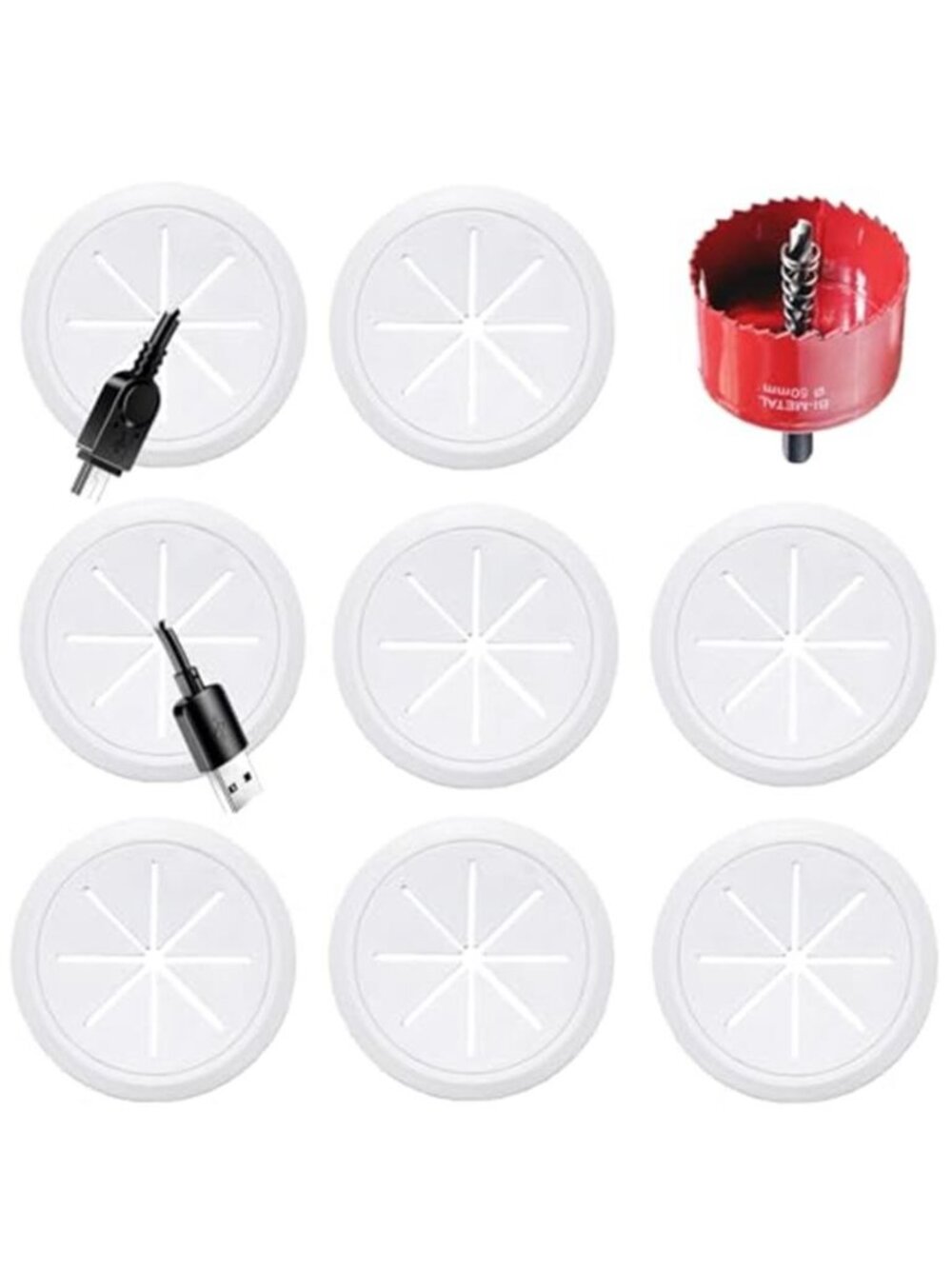 TV Wire Hider Wall Mount 8 Pack 50mm In Wall Cable Management Hole Saw Kit
